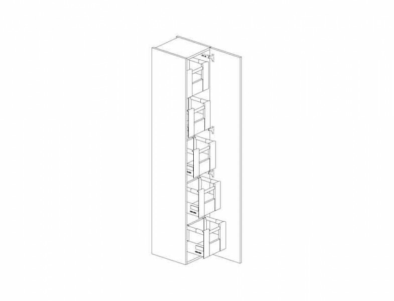 Produktbilder Badea Classic Hochschrank | 1 Tür | Innen 5 Auszüge