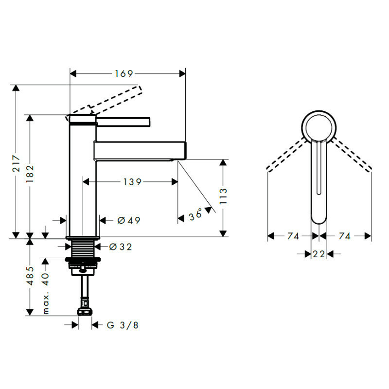 Hansgrohe Finoris Einhebel-Waschtischmischer 110 | Mit Ablaufgarnitur | Mattschweiß Bild 7