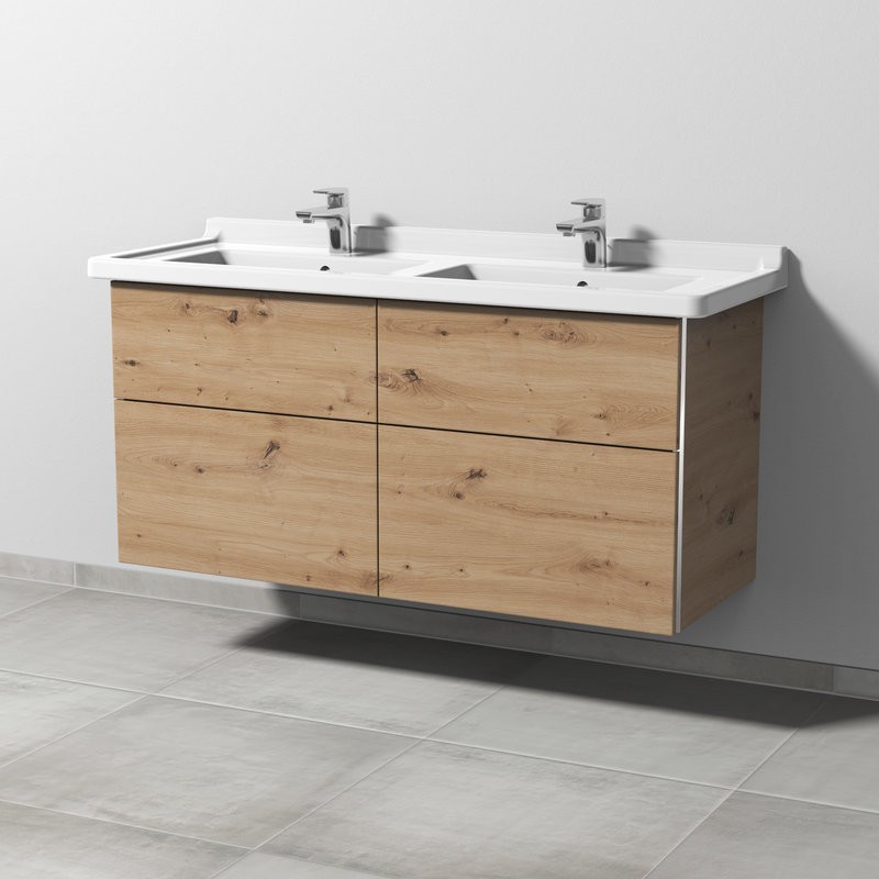 Sanipa 3way Waschtischunterschrank für Duravit Starck 3 Doppelwaschtisch 1300 mm | 4 Auszüge Bild 1