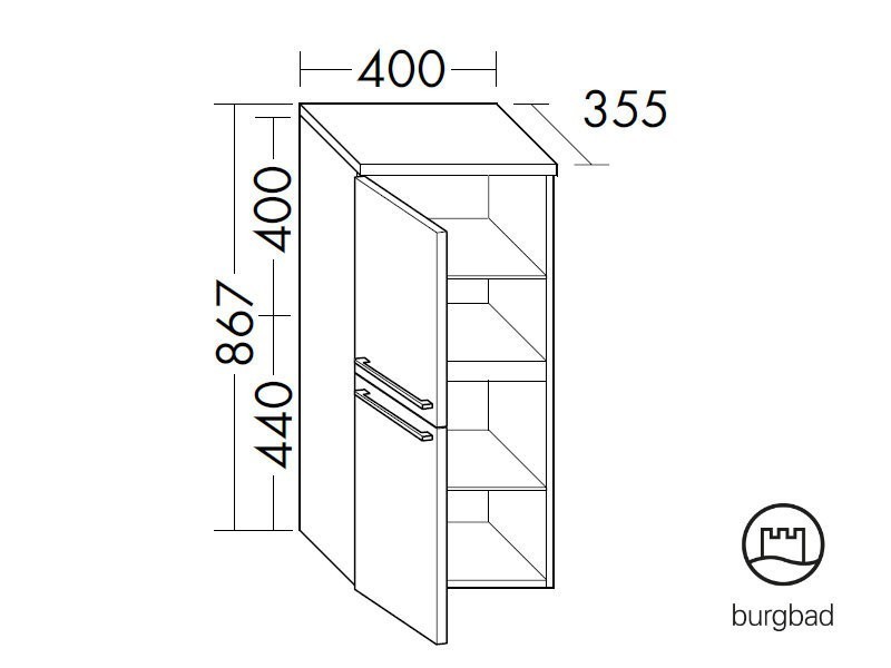 burgbad Cube halbhoher Schrank | 2 Türen Bild 2
