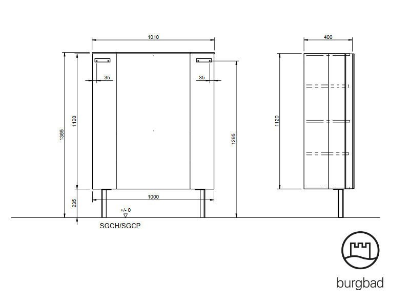 burgbad Lavo 2.0 Hochschrank B 1010 mm  | 2 Glastüren | Innenschrank Bild 6