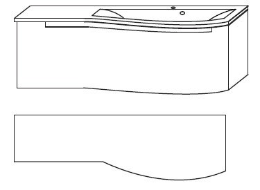 B x H x T: 1212 x 345 x 517 mm<br>Ablagefläche links