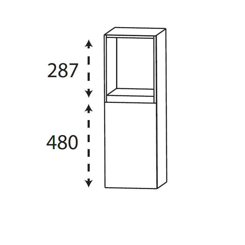 Produktbilder puris Kera PLAN Highboard | 1 Tür | offenes Fach oben | grifflos